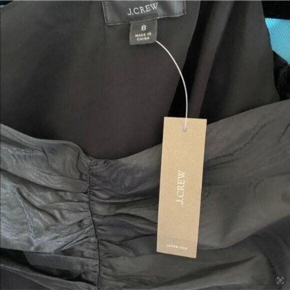 J. Crew Ruched Puff Sleeve Cropped Top in Black Size 10 NWT - Picture 11 of 12